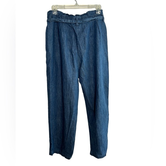 J. Crew Re-imagined Paper Bag Pants in Chambray Sz 6 Hemp Cotton Blend Cropped - Picture 3 of 16
